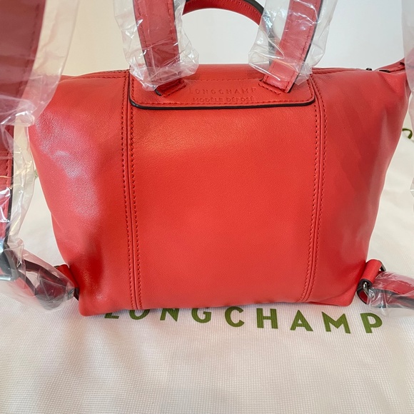 Longchamp Le Pliage Cuir Leather Backpack Terracotta - Picture 6 of 15